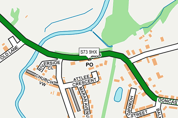 S73 9HX map - OS OpenMap – Local (Ordnance Survey)