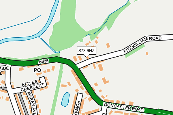 S73 9HZ map - OS OpenMap – Local (Ordnance Survey)