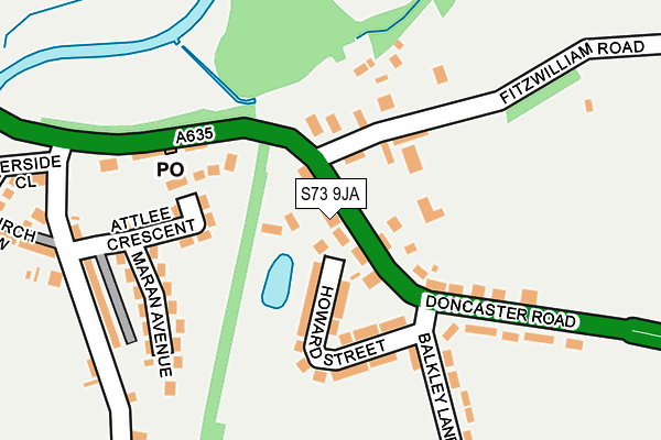 S73 9JA map - OS OpenMap – Local (Ordnance Survey)