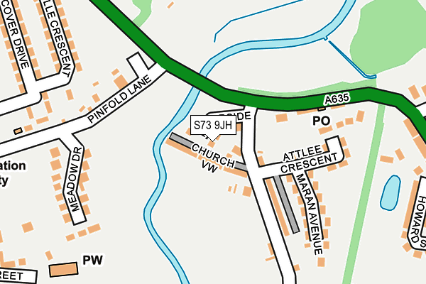 S73 9JH map - OS OpenMap – Local (Ordnance Survey)