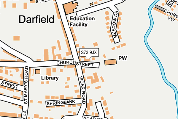 S73 9JX map - OS OpenMap – Local (Ordnance Survey)