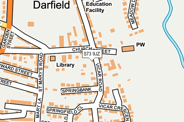S73 9JZ map - OS OpenMap – Local (Ordnance Survey)