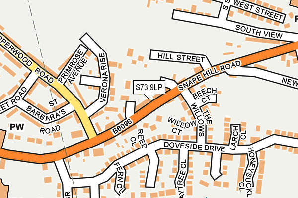 S73 9LP map - OS OpenMap – Local (Ordnance Survey)