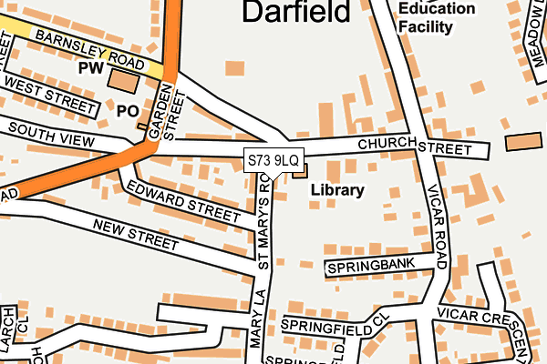 S73 9LQ map - OS OpenMap – Local (Ordnance Survey)