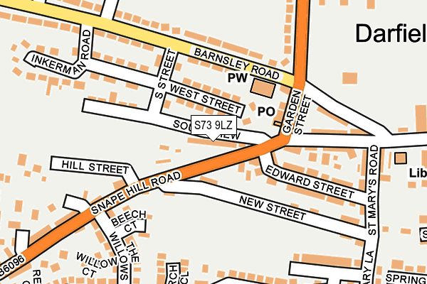 S73 9LZ map - OS OpenMap – Local (Ordnance Survey)