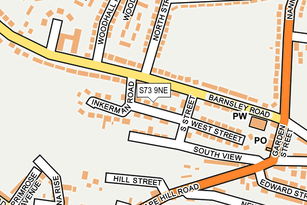 S73 9NE map - OS OpenMap – Local (Ordnance Survey)