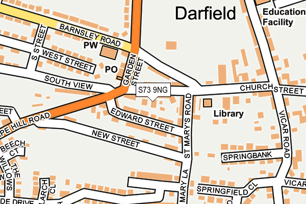 S73 9NG map - OS OpenMap – Local (Ordnance Survey)