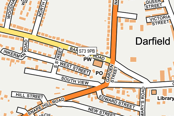 S73 9PB map - OS OpenMap – Local (Ordnance Survey)