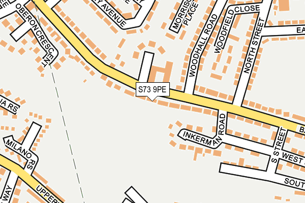 S73 9PE map - OS OpenMap – Local (Ordnance Survey)