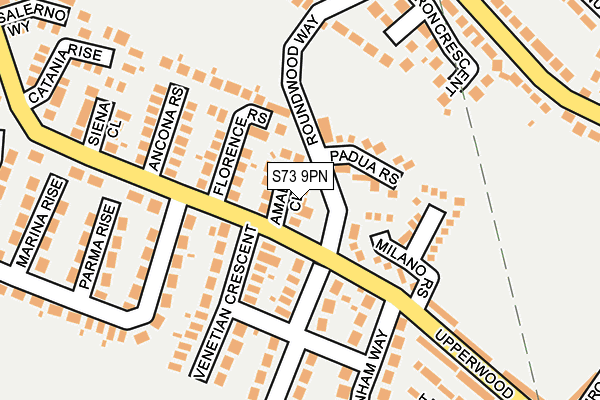 S73 9PN map - OS OpenMap – Local (Ordnance Survey)