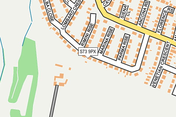 S73 9PX map - OS OpenMap – Local (Ordnance Survey)