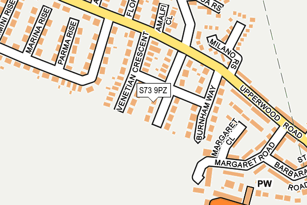 S73 9PZ map - OS OpenMap – Local (Ordnance Survey)
