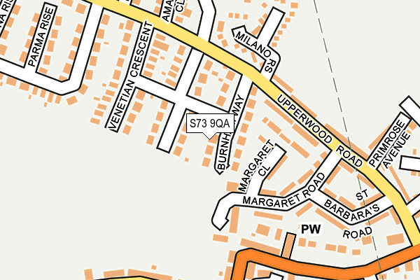 S73 9QA map - OS OpenMap – Local (Ordnance Survey)