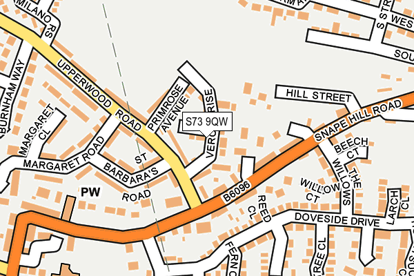 S73 9QW map - OS OpenMap – Local (Ordnance Survey)
