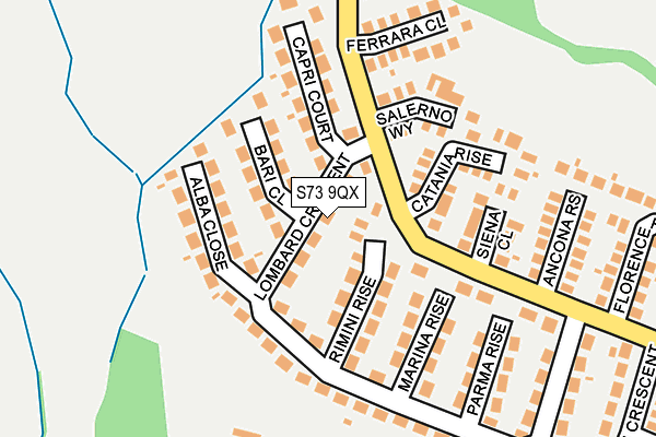 S73 9QX map - OS OpenMap – Local (Ordnance Survey)