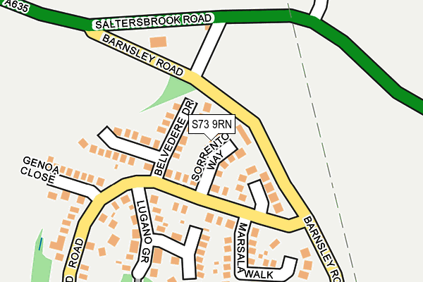 S73 9RN map - OS OpenMap – Local (Ordnance Survey)