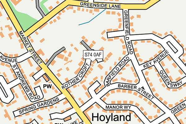 S74 0AF map - OS OpenMap – Local (Ordnance Survey)