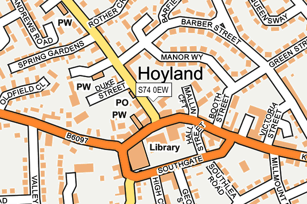 S74 0EW map - OS OpenMap – Local (Ordnance Survey)