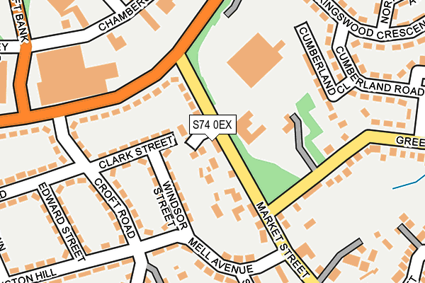 S74 0EX map - OS OpenMap – Local (Ordnance Survey)