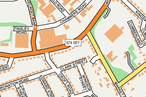 S74 0EY map - OS OpenMap – Local (Ordnance Survey)