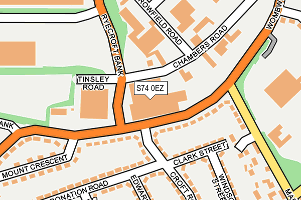 S74 0EZ map - OS OpenMap – Local (Ordnance Survey)