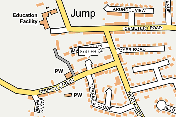 S74 0FH map - OS OpenMap – Local (Ordnance Survey)