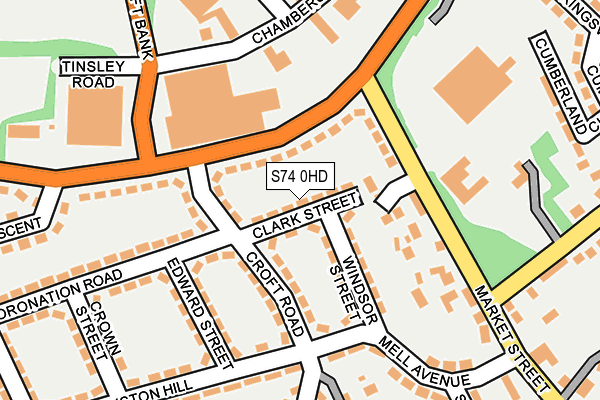 S74 0HD map - OS OpenMap – Local (Ordnance Survey)