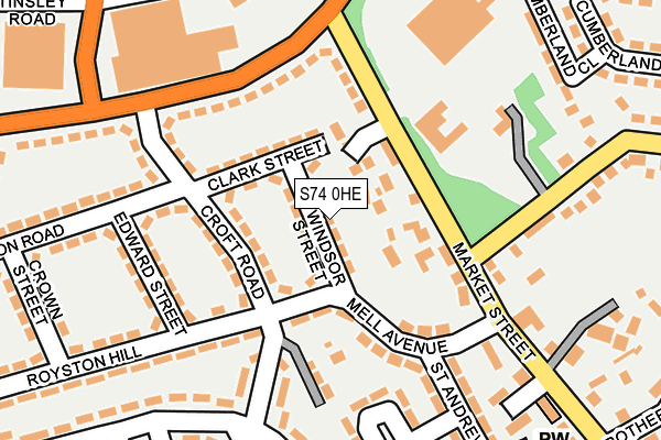 S74 0HE map - OS OpenMap – Local (Ordnance Survey)