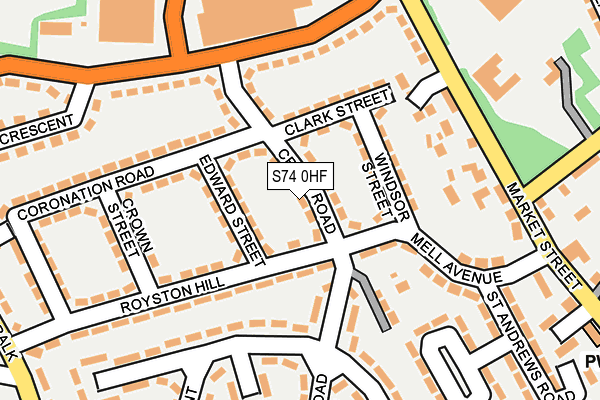 S74 0HF map - OS OpenMap – Local (Ordnance Survey)