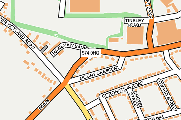 S74 0HQ map - OS OpenMap – Local (Ordnance Survey)