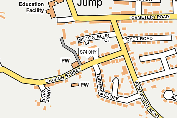 S74 0HY map - OS OpenMap – Local (Ordnance Survey)