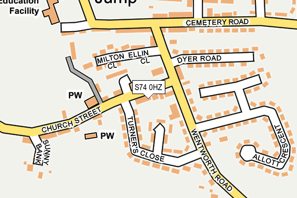 S74 0HZ map - OS OpenMap – Local (Ordnance Survey)