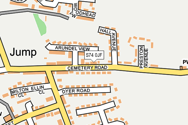 S74 0JF map - OS OpenMap – Local (Ordnance Survey)