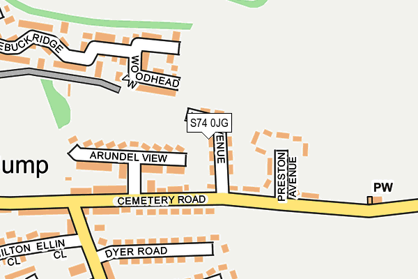 S74 0JG map - OS OpenMap – Local (Ordnance Survey)