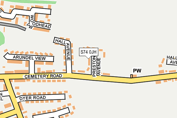 S74 0JH map - OS OpenMap – Local (Ordnance Survey)