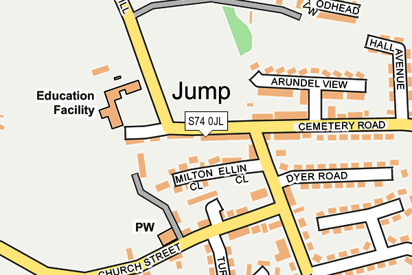 S74 0JL map - OS OpenMap – Local (Ordnance Survey)