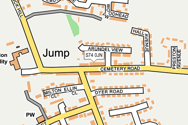 S74 0JN map - OS OpenMap – Local (Ordnance Survey)