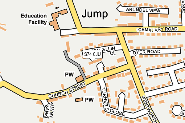 S74 0JU map - OS OpenMap – Local (Ordnance Survey)