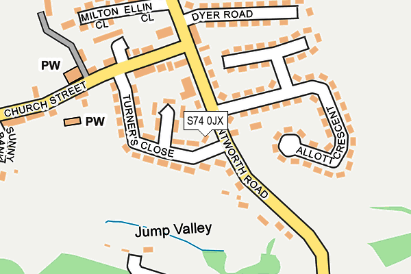 S74 0JX map - OS OpenMap – Local (Ordnance Survey)