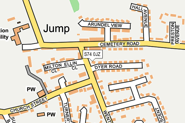 S74 0JZ map - OS OpenMap – Local (Ordnance Survey)