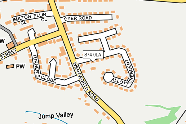 S74 0LA map - OS OpenMap – Local (Ordnance Survey)