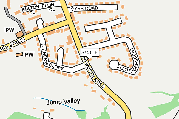 S74 0LE map - OS OpenMap – Local (Ordnance Survey)