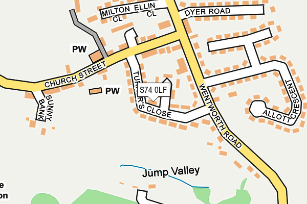 S74 0LF map - OS OpenMap – Local (Ordnance Survey)