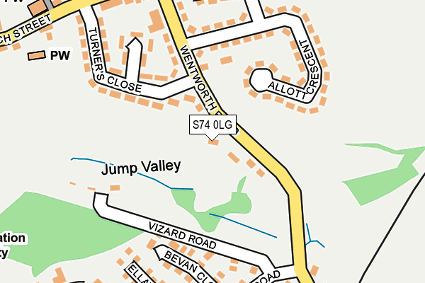 S74 0LG map - OS OpenMap – Local (Ordnance Survey)