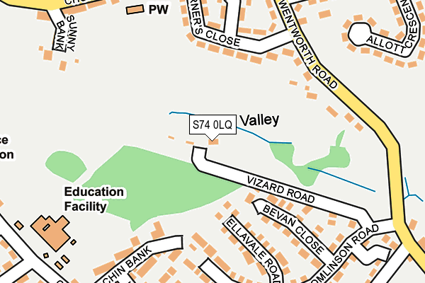 S74 0LQ map - OS OpenMap – Local (Ordnance Survey)