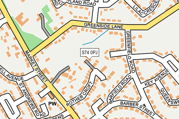 S74 0PJ map - OS OpenMap – Local (Ordnance Survey)