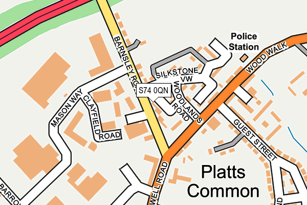 S74 0QN map - OS OpenMap – Local (Ordnance Survey)