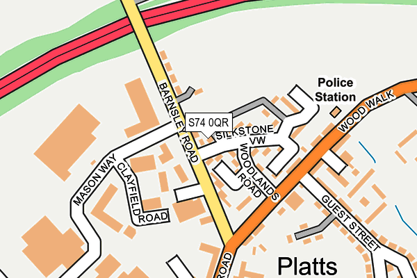 S74 0QR map - OS OpenMap – Local (Ordnance Survey)