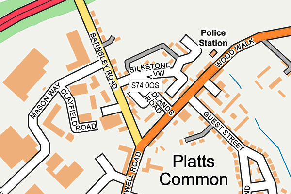 S74 0QS map - OS OpenMap – Local (Ordnance Survey)