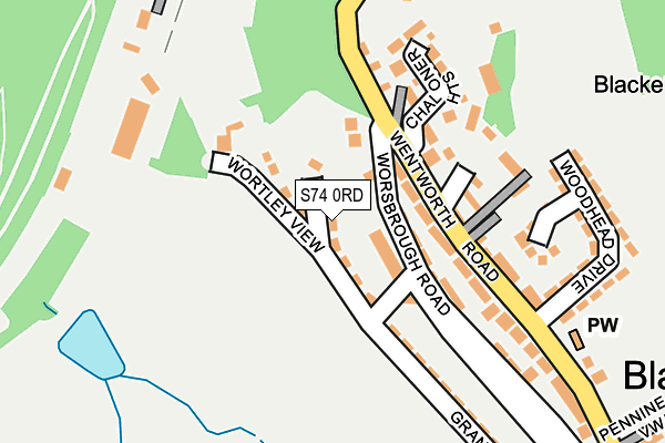 S74 0RD map - OS OpenMap – Local (Ordnance Survey)
